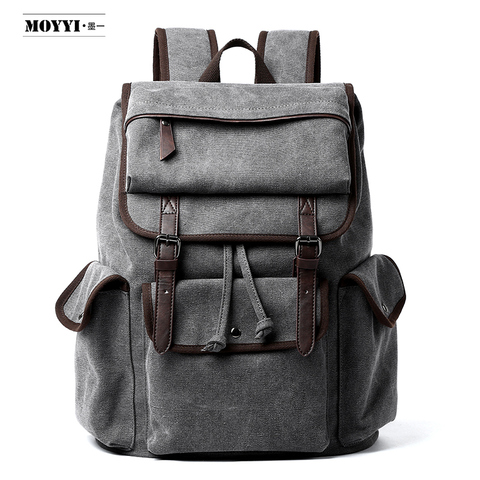 Vintage Backpack Men's Retro Canvas Bag Simple Casual Travel Bag Student Schoolbag 15 inch Laptop Backpack Fashionable Mens Bag ► Photo 1/6