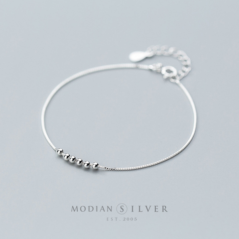 Modian 2022 New Design Simple Charm Beads Chain Bracelet for Women 925 Sterling Silver Party Fine Jewelry Accessories Gift ► Photo 1/4