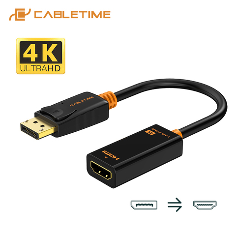 CABLETIME HDMI Adapter 4K Displayport DP to HDMI Adapter 1080P Display Port Cable Converter For PC Laptop HDMI Cable Adapter 076 ► Photo 1/5