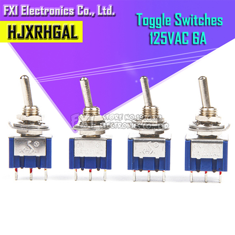 5PCS MTS-102 MTS-103 MTS-202 MTS-203 6A 125V Mini 3/6PIN ON-OFF/ON-OFF-ON Toggle Switches For Switching Lights Motors ► Photo 1/6