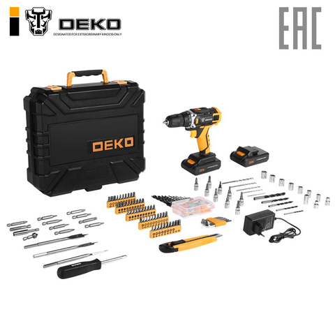 Rechargeable drill-screwdriver Deko dkcd20fu-li in the case + 193 accessory 063-4179 ► Photo 1/4