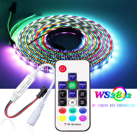 WS2812B WS2812 30/60/74/96/144Leds Individually Addressable RGB Led Pixel Strip Light With DIY 17keys RF Remote Controller DC5V ► Photo 1/6