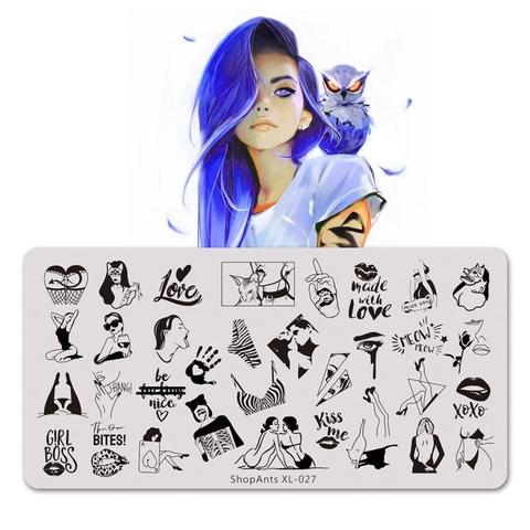 6*12cm Stainless Steel Nails Stamping Plates Fashion Love Heart Lace Sexy Girl Punk Style Image Stencil Nail Art Stamp Template ► Photo 1/6