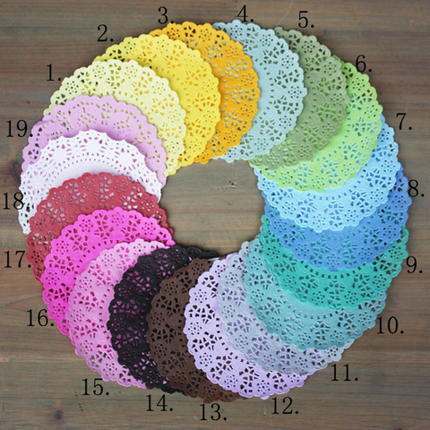 200pcs/Lot  4.5''DIY Lace Decorative Paper Doilies Colorful Flower Style Hollowed Place Mat Scrapbook Accessories ► Photo 1/4