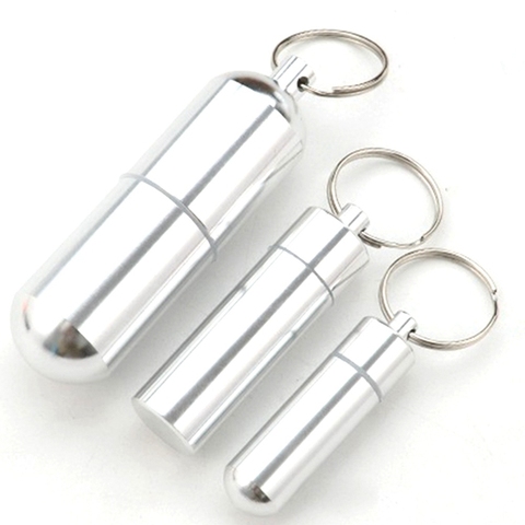 New Key Chain Medicine Pill Bottle Box Aluminum Storage Case Medicine Container box ► Photo 1/6