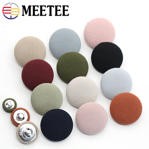 Meetee 50pcs 11-30mm Alloy Cloth Covered Button For Suit Coat Decorative Round Shank Buttons DIY Clothes Sewing Buckle Accessory ► Photo 1/5