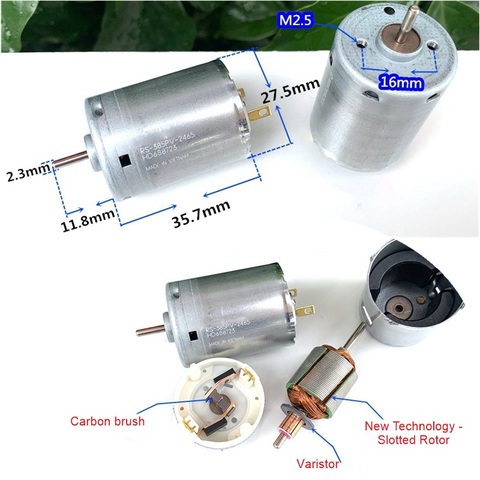1PC New DC 6-24V RS385 New Technology Slotted Rotor Motor 18800 RPM Printer Hot air gun Hair drier accessories ► Photo 1/2