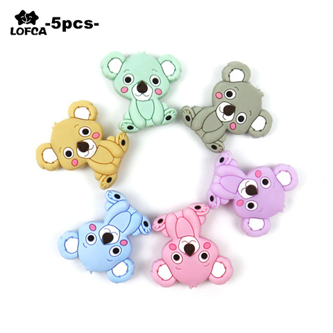 5pcs Mini Koala Beads Silicone Teethers BPA Free Animal Shaped Pacifier Holder Accessories DIY silicone Bead Teething Necklace ► Photo 1/6