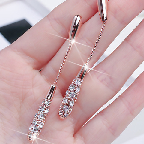 2022 new hot style earrings female fashion and elegant long drop-shaped alloy earrings earrings ► Photo 1/4