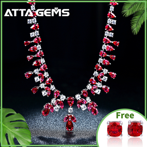 Ruby Sterling Silver Wedding Pendants for Women Engagement Romantic Classic Style Created Ruby Exquisite Necklace Luxury Jewelry ► Photo 1/6