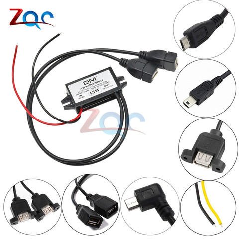 DC-DC 12V to 5V 3A 15W Car Power Converter Micro Mini USB Step Down Voltage Power Supply Output Adapter Low Heat Auto Protection ► Photo 1/6
