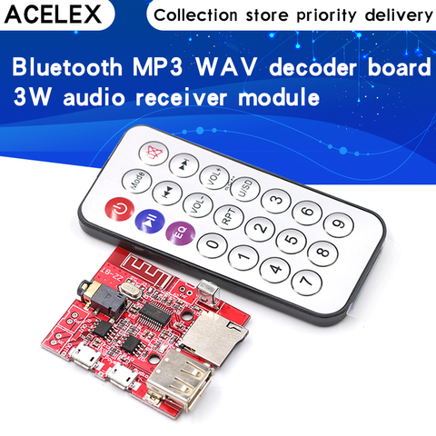 Car Bluetooth 4.1 MP3 WAV Decoding Board 3W Speaker Amplifier Audio Receiver Module Support USB/TF/U-DISK/IR Remote Control ► Photo 1/6