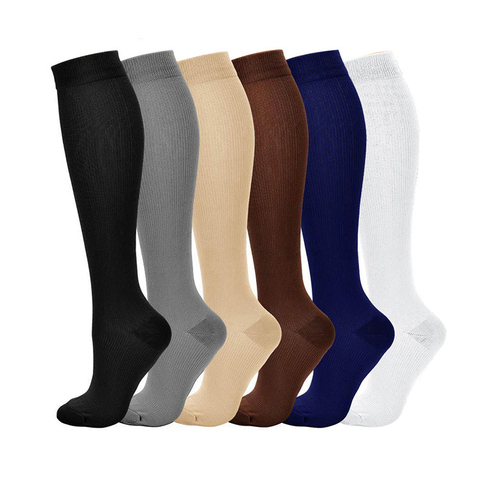 HUAYA Compress Socks Pressure Leg Men Women 15-20 Mmhg Running Sport Travel Compression Stockings Multi Nylon Black White Socks ► Photo 1/6