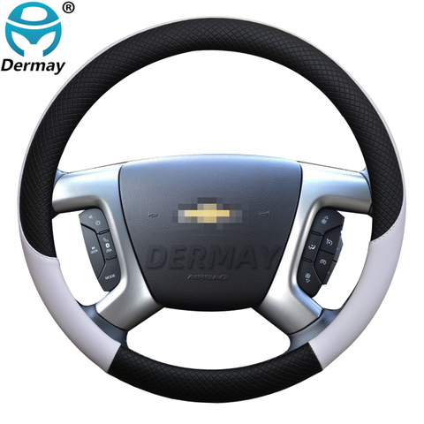 100% DERMAY Brand Leather Car Steering Wheel Cover Anti-slip for Chevrolet Lacetti Daewoo Gentra Auto Accessories ► Photo 1/6