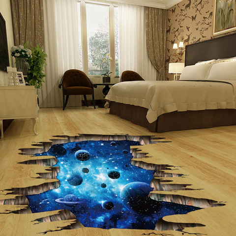 New 3d cosmic space galaxy Floor Sticker children wall stickers for kids room nursery baby bedroom home decoration decals murals ► Photo 1/5