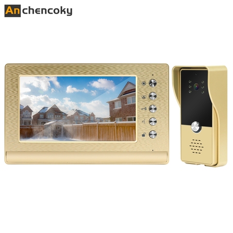 Anchencoky Video Intercom Wired 7inch Video Doorbell With 1000TVL Call Panel Support Unlock For Home Video Door Phone System ► Photo 1/6