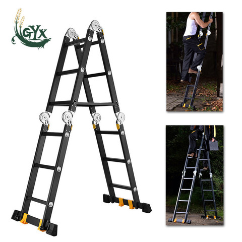 3.7m straight ladder engineering ladder multi-purpose folding ladder aluminum ladder herringbone ladder home straight ladder ► Photo 1/1