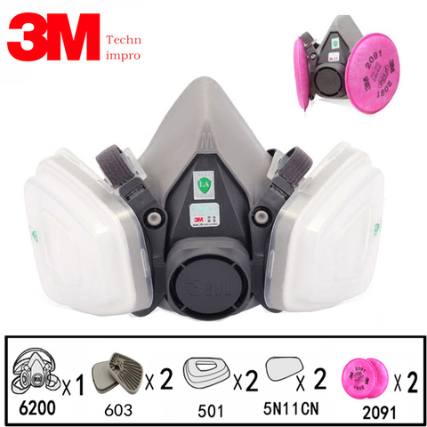 9 In 1 3M 6200 Industry Half Face Paint Spray Gas Mask Respirator Protective Safety Work Dust Proof Respirator Mask With Filter ► Photo 1/6
