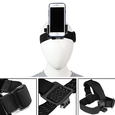 Head Band Phone Holder Head-Mounted Headband Mount Strap Adjustable Belt Cellphone Selfie Mount Clip For 4.5-7 inches Smartphone ► Photo 1/6