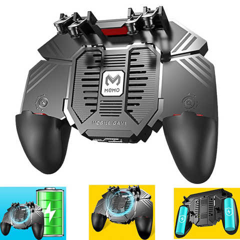 AK77 Pubg Mobile Game Controller 6 Fingers with Fan Pubg Trigger Gamepad Joystick for Android Ios Game Pad Movil with Battery ► Photo 1/6