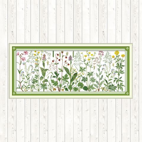 Flowers on The Meadow Stamped Cross Stitch Patterns Embroidery Kit Needlework 14ct 11ct Counted Printed on Canvas DIY Home Decor ► Photo 1/6