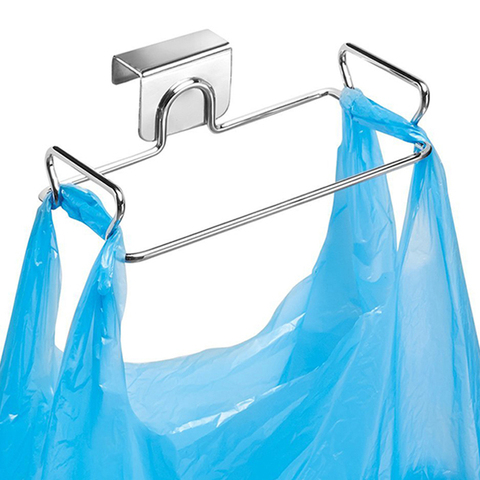 Stainless Steel Kitchen Trash Bag Holder Door Hook Garbage Bags