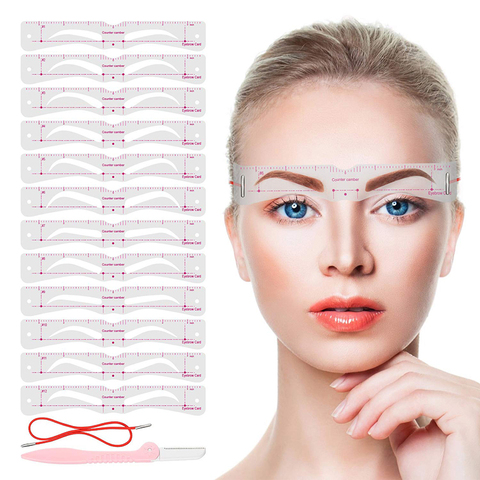 12Styles/set Eyebrow Stencil Set Reusable DIY Eye Brow Drawing Guide Styling Shaping Grooming Template Card Easy Makeup ► Photo 1/6