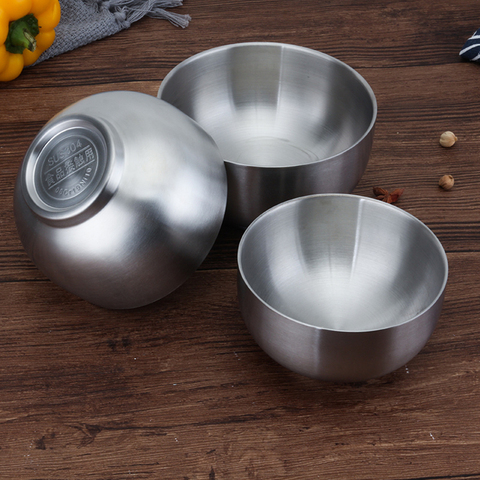 Stainless Steel Double Wall Bowls Soup Dish Salad Serving Bowl Tableware ► Photo 1/5