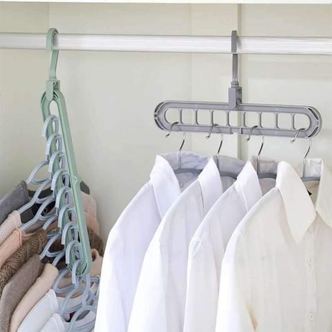 9-hole Clothes hanger organizer Space Saving Hanger multi-function folding magic hangers drying Racks Scarf clothes Storage ► Photo 1/6