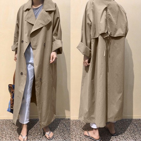 Fashion Solid Trench Women's Maxi Jackets ZANZEA 2022 Casual Lapel Double Breasted Overcoats Female Long Sleeve Coats Plus Size ► Photo 1/6