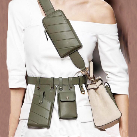 Women's Fanny Pack Leather Waist Bag Shoulder Crossbody Chest Bags Luxury  Designer Handbags Female Belt Bag