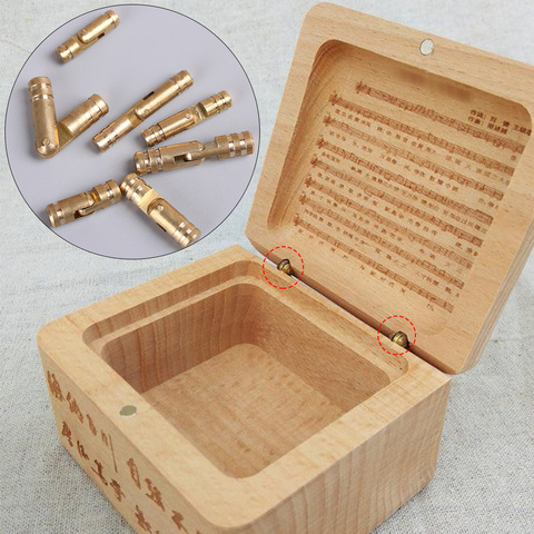 Mini Folded Jewelry Box Wine Wooden Case Supplies Hidden Invisible Concealed Barrel Hinge Pure Copper Furniture Hardware 10Pcs ► Photo 1/6