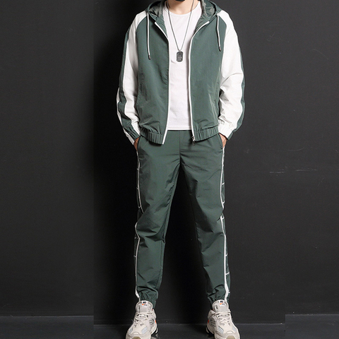 2022 New Men Casual Sets Zipper Patchwork Tracksuits Mens Hip Hop Streetwear Suit Male Jacket And Pants Clothing Sets ► Photo 1/6