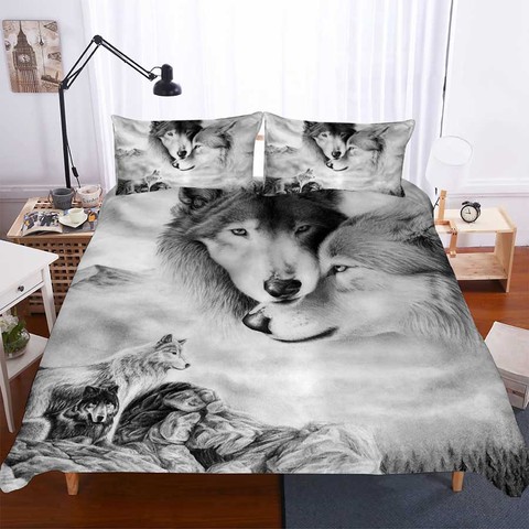 Wostar 3d Print Animal Wolf Kisses, Wolf Double Duvet Cover Uk