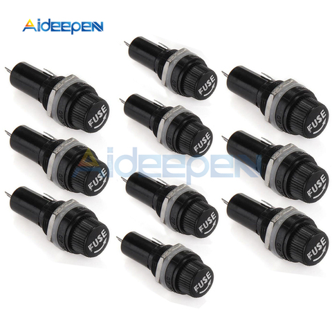 10Pcs/lot 5x20mm Fuse Holders 5x20 mm Black Insurance Tube Socket Fuse Holder 10A 250V AC 15A 125V AC For 5*20MM Insurance Panel ► Photo 1/6