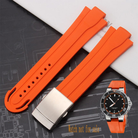 BRETA 24mm x 12mm Rubber  Strap Watchband for Oris Aqui  7730/7740 Motorsport  Diving Watch Band Convex Strap Orange Blue Black ► Photo 1/6