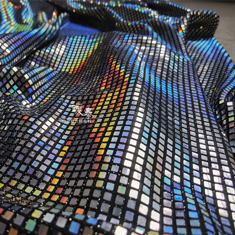 Iridescent Square Sequined Fabric Wedding Dress Laser Rainbow DIY Patchwork Props Party Decor Cosplay Metallic Designer Fabric ► Photo 1/6
