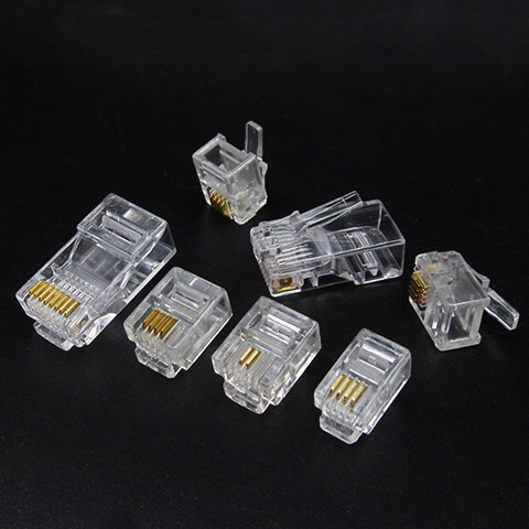 10Pcs RJ11 RJ45  6P2C 6P4C 6P6C 8P8C Telephone Internet Modular Plug Jack Network Connector ► Photo 1/5