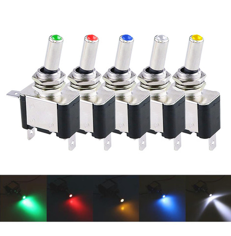 1PCS DC 12V 20A Car Auto Cover LED   Blue Green Red White Yellow Light Toggle Switch Control On/Off Durable Light ► Photo 1/4