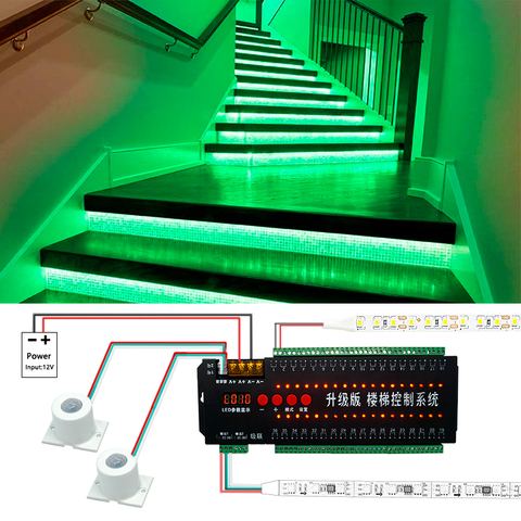 WS2811 Led Strip Lights 36 Channel Human Infrared Touch Multi-Function Induction Controller Door Step Staircase Lamp Running ► Photo 1/6