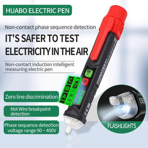 HT100 High quality Intelligent non-contact voltage detector LCD screen three-phase rotation indicator Voltage tester Test pencil ► Photo 1/6