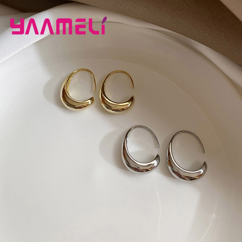 Simple Solid Sterling Silver 925 Earring Jewelry Geometric Shaped Korean OL Style Pendientes for Woman Girl Party Accessories ► Photo 1/6
