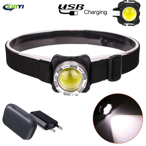 Built-in battery 5000Lumens LED headlamp USB Rechargeable COB work light 3light modes Waterproof headlight  for fishing, camping ► Photo 1/6