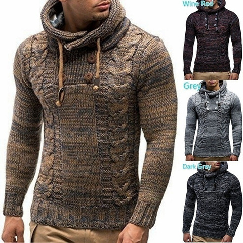 Men's Winter Hooded Sweater 2022 New Fashion Male Knitwear Autumn Hoodies Knitted Coats Men Clothing Pullovers Sweaters MY282 ► Photo 1/6