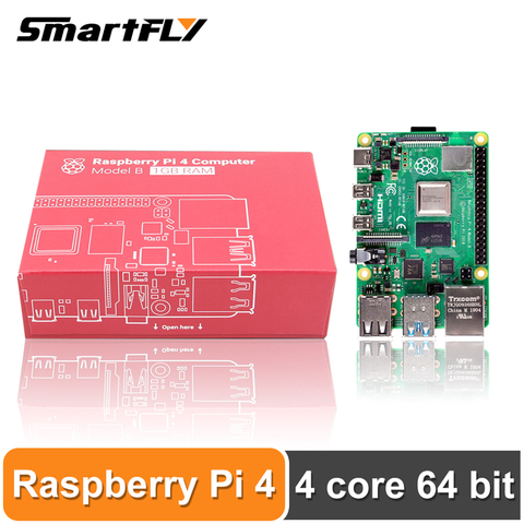 Latest Raspberry Pi 4 Model B LPDDR4 2G/4G  Quad-core Cortex-A72 (ARM v8) 64-bit 1.5Ghz Dual 4K HDMI Output Power than 3B+ ► Photo 1/6