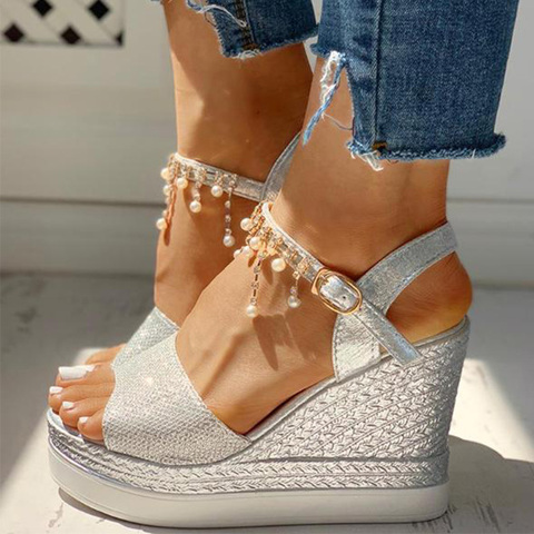 Womens Fashion Hollow Wedges Peep-Toe Straw Thick Bottom Shoes Roman Sandals 