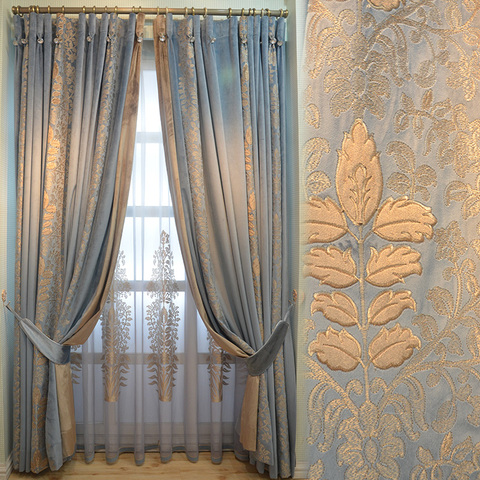 2022 luxury Splicing Chenille beautiful American Luxurious French Curtains for Living Room Bedroom Neo-Classical Velvet Curtains ► Photo 1/6