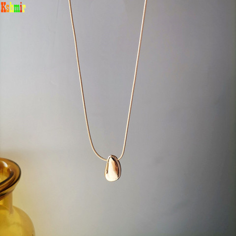 Kshmir 2022 Retro Simplicity Geometric Pendant Necklace Trendy Retro Necklace Glossy Collarbone Chain Woman Snake Chain Metal ► Photo 1/6