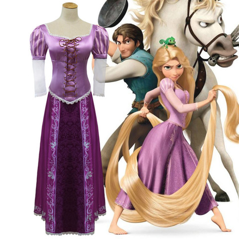 The Princess Rapunzel Fancy Dress Adult Costumes for Halloween/Carnival Party Tangled Cosplay Costumes for Girl ► Photo 1/6