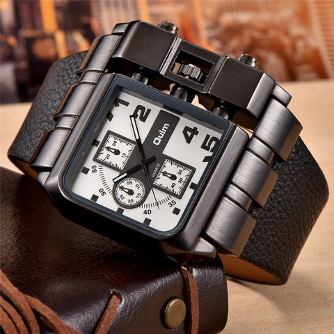 Oulm 3364 Big Size Watches Men Luxury Brand Sport Male Quartz Watch PU Leather Unique Men's Wristwatch relogio masculino ► Photo 1/6
